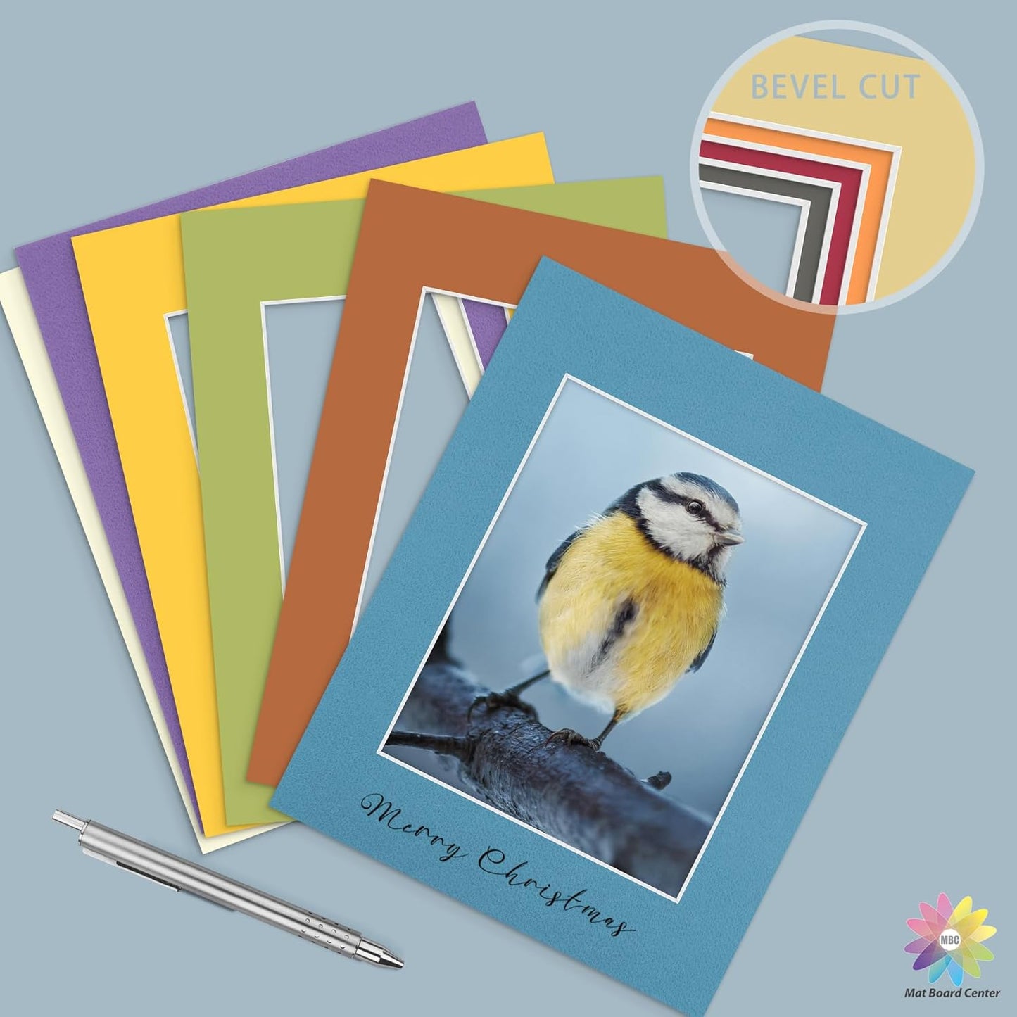 Mat Board Center, Pack of 25, 11x14 for 8x10 Mixed Color Mats - Acid Free, 4-ply Thickness, White Core - for Pictures, Photos, Framing