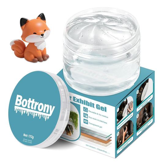 6.07 oz Clear Exhibit Gel for Museum - Safe & Reusable Exhibit Putty Gel for Glass, Antiques, Ceramic, Collectibles & Action Figures, Residue-Free, Removable Exhibit Wax to Protect Your Treasures