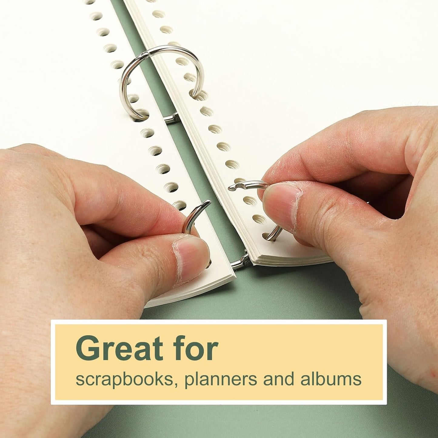 PATIKIL 3.1" x 3.5" Loose Leaf Binder Rings, 30 Pcs Metal Book Rings Nickel Keychain Ring for Paper Index Cards Flash Card Notebook Rings Office Home Book Binder, Silver Tone