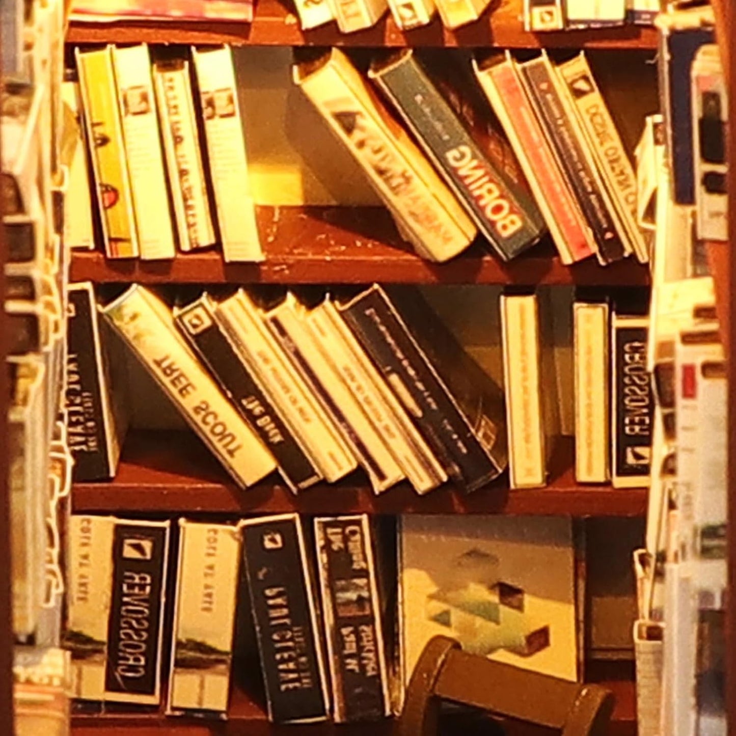 DIY Book Nook Miniature Kit, 3D Wooden Puzzles Bookend, Bookshelf Insert Decor, Assemb Build for Adults, Unique Gift for Birthday Father's Day, Library