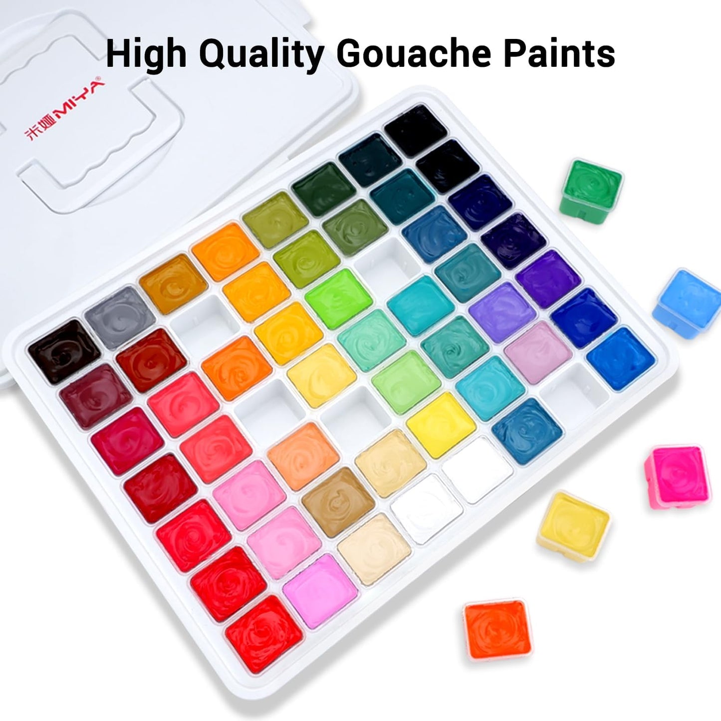 HIMI Gouache Paint Set, 56 Colors x 30 ml Jelly Cup Design in a Carrying Case, Non Toxic Gouache Paint for Canvas and Paper, Perfect for Artists, Students, and Beginners