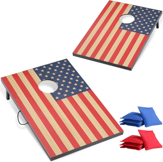 Cornhole Sets 4 x 2 ft / 3 x 2 ft with 8 Bean Bags Regulation Size, Corn Hole Games for Adults Outdoor Bean Bag Toss Game