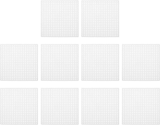 PATIKIL Plastic Mesh Canvas Sheets,10Pcs 3.1 x 3.1inch Cross Needlework Blank Yarn Crafting for Embroidery DIY Bookmarks Cup Mats, White, Square
