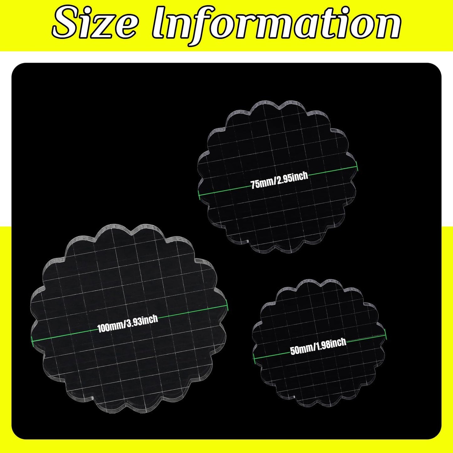 3 Pieces Acrylic Stamp Blocks Set, Sector Clear Stamping Blocks Tools Set With Grid Lines for Scrapbooking Crafts Making