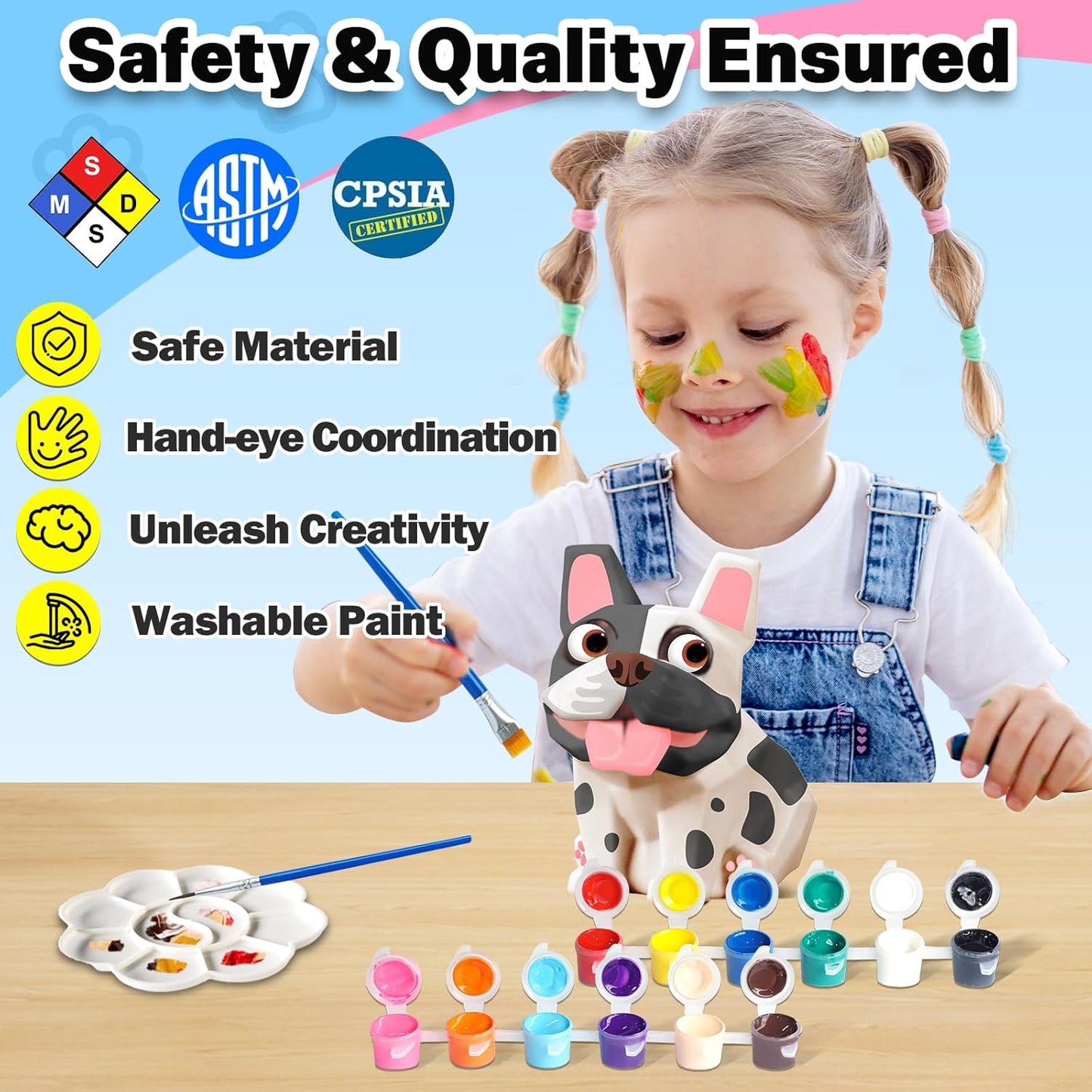 FUNZBO Paint Your Own Dog French Bulldog Lamp Kit - Halloweens Arts and Crafts Supplies Painting Kits for Kids Teens, DIY Night Light Dog Toy for Toddler Girl Boy 3 4 5 6 7 8 9 10 11 12 Birthday Gift