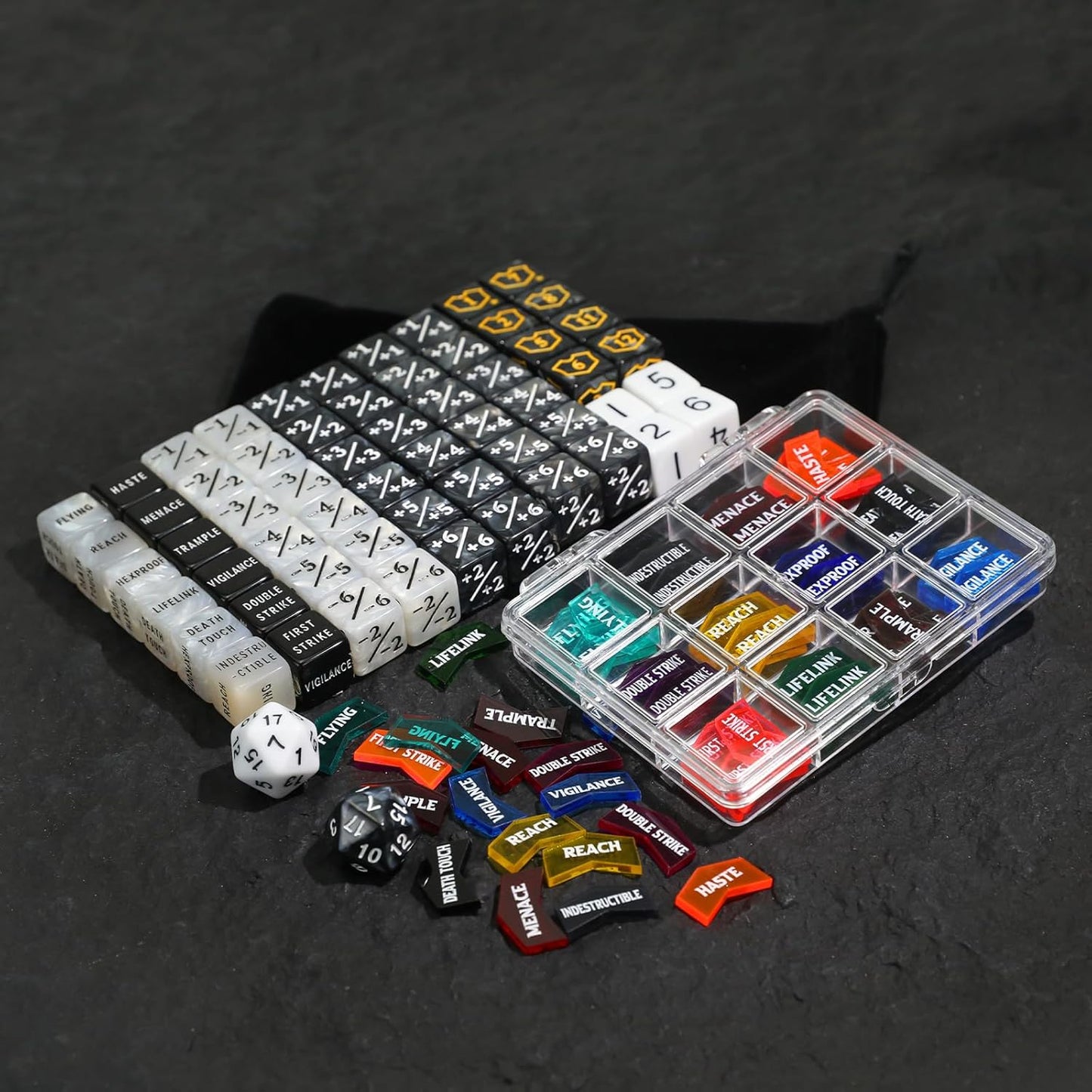 122PCS MTG Abilities Keyword Tokens Dice Counters Set for Magic The Gatering, MTG Buff Tokens Plus 1 Life Counters Dice, Compatible with CCG Creature Stats TCG Magic Card Gaming Accessories