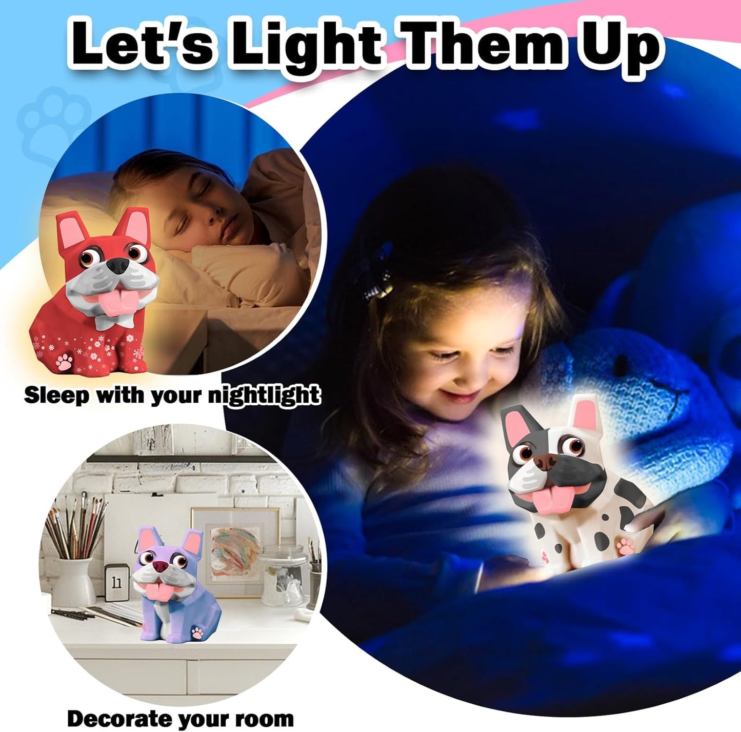 FUNZBO Paint Your Own Dog French Bulldog Lamp Kit - Halloweens Arts and Crafts Supplies Painting Kits for Kids Teens, DIY Night Light Dog Toy for Toddler Girl Boy 3 4 5 6 7 8 9 10 11 12 Birthday Gift