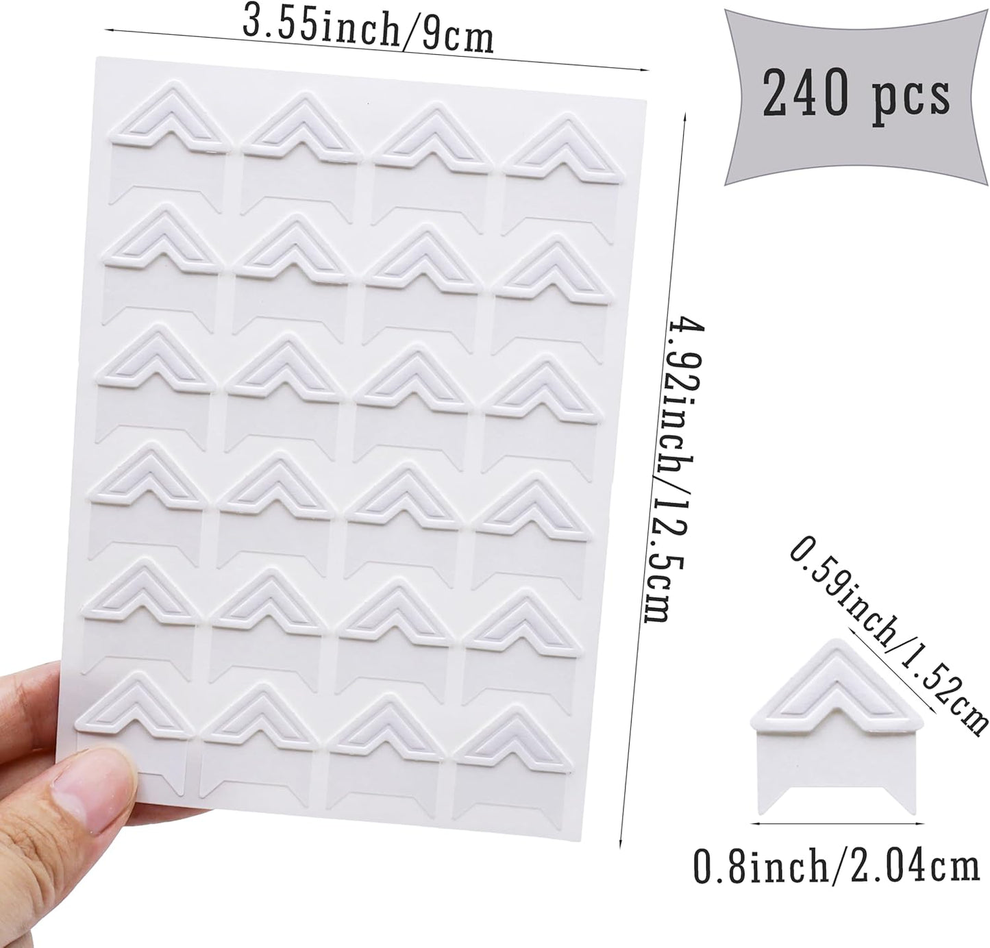 240 Pieces Photo Corners Self Adhesive Photo Corner Stickers, Picture Mounting Corners Acid Free Photo Corner for DIY Scrapbook, Album, Picture Frames, Journal Supplies (White)