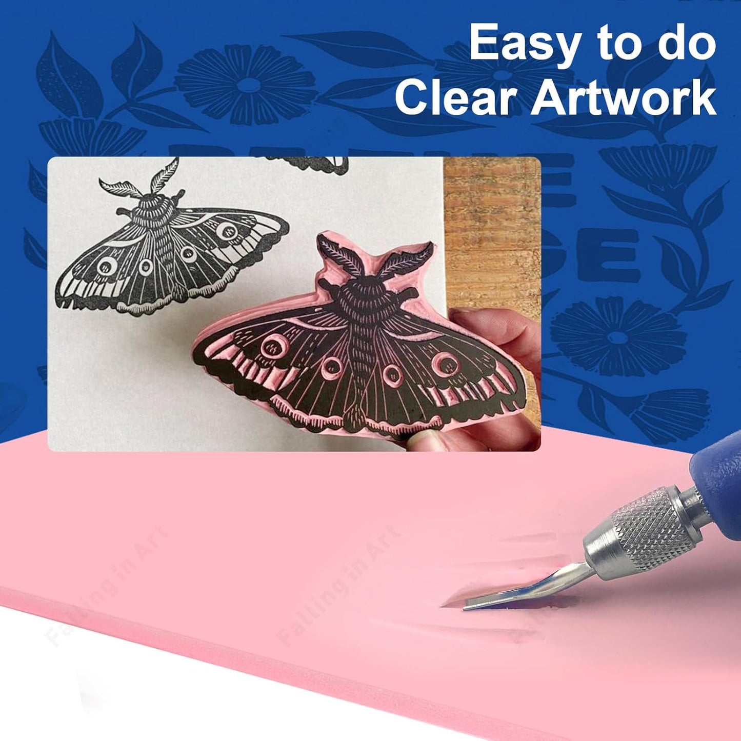 Falling in Art 4 x 6" Pink Rubber Carving Blocks, 12 Pack Soft Linoleum Blocks for Printmaking, Stamp Making, and DIY Crafting, 4/17" Thick