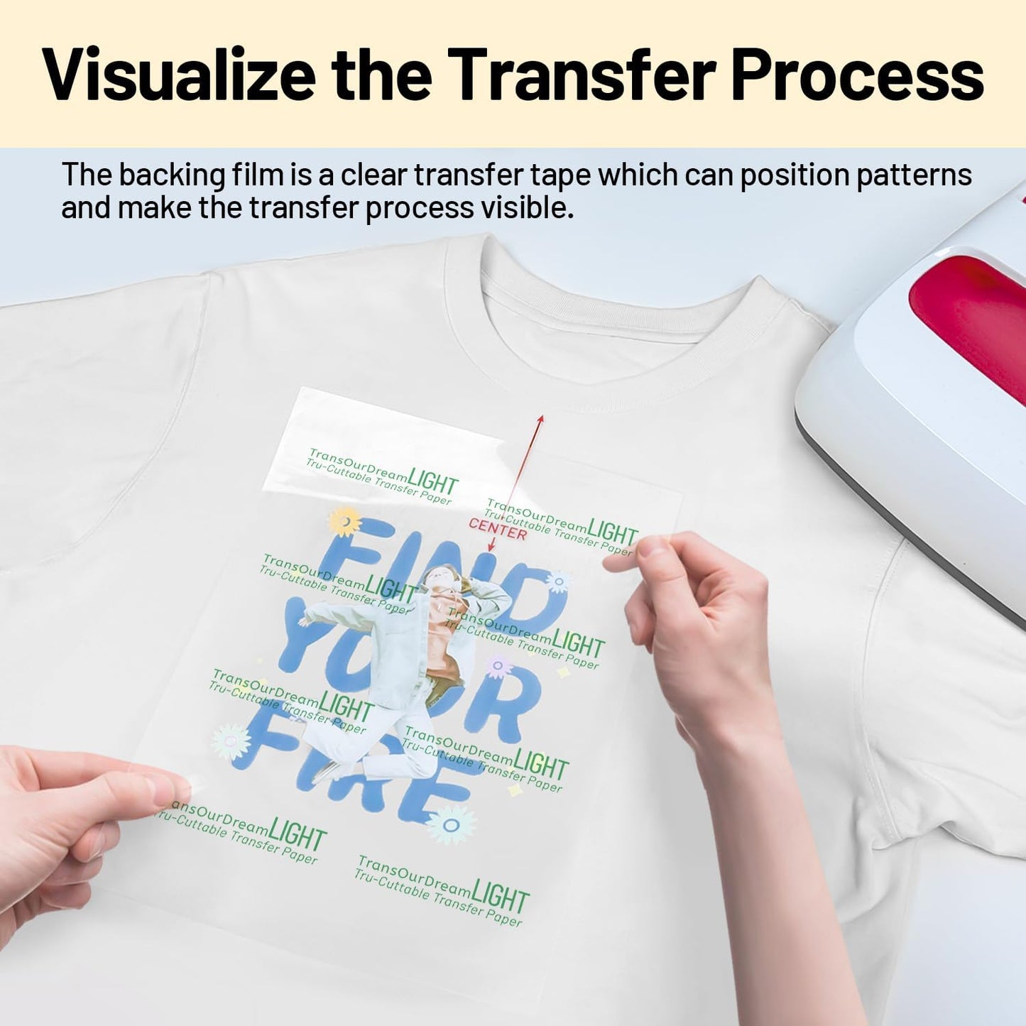 TransOurDream Heat Transfer Paper for t Shirts Heat Press (10 Sheets, 8.5"x11") Printable Heat Transfer Vinyl for Inkjet Printer Light Iron on Transfers for Tshirts Cuttable & Self-Positionable
