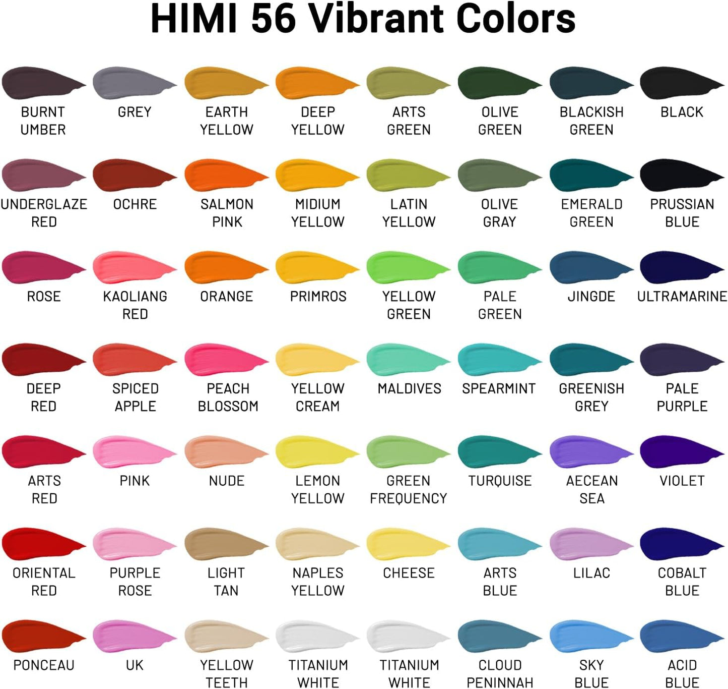 HIMI Gouache Paint Set, 56 Colors x 30 ml Jelly Cup Design in a Carrying Case, Non Toxic Gouache Paint for Canvas and Paper, Perfect for Artists, Students, and Beginners