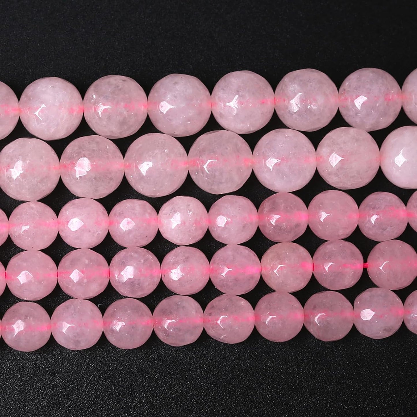 36pcs 10mm Natural Rose Pink Quartz Crystal Faceted Stone Beads for Jewelry Making Energy Healing Power Stone Beads DIY Bracelet Necklace Accessories 15" (10mm, Faceted Rose Quartz)