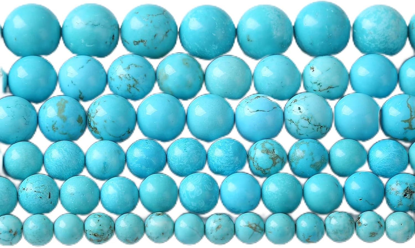 6mm 60pcs A+ Natural Blue Turquoise Beads Round Spacer Loose Stone Beads for Jewelry Making DIY Bracelet Necklace Accessories