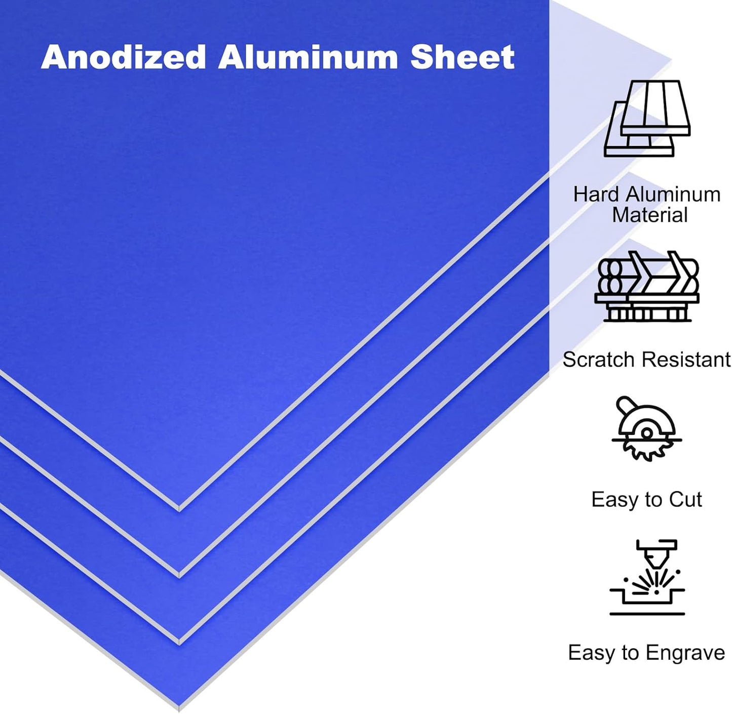 PATIKIL 3.3x2.1x1/32inch Anodized Aluminum Sheet, 10Pcs Metal Rectangle Aluminum Plate 0.8mm Thick Engraving Blanks for Laser Engraving DIY Decorative Crafting Home Decoration, Blue