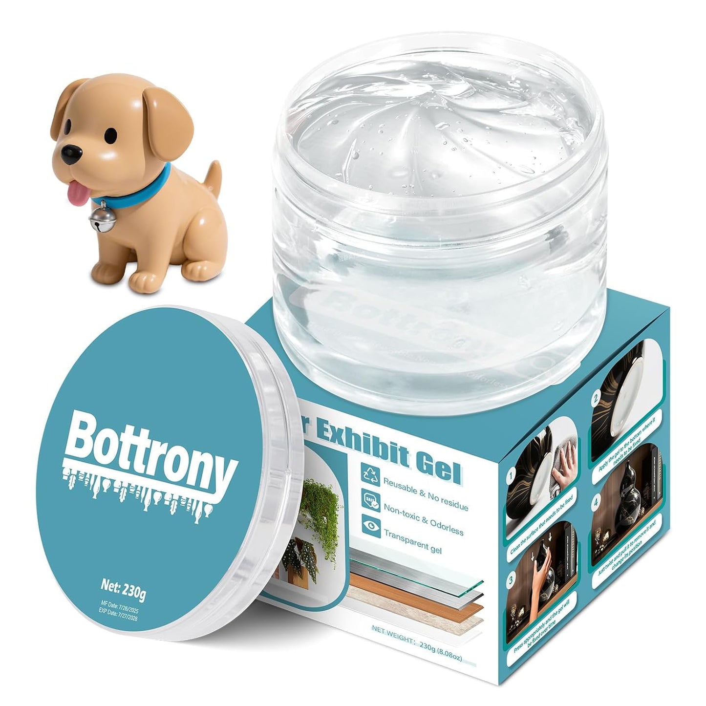 8.08 oz Exhibit Gel for Museum - Safe, Clear & Reusable Exhibit Gel for Antiques, Glass, Ceramic, Collectibles & Action Figures | Residue-Free, Removable | Protect Your Treasures