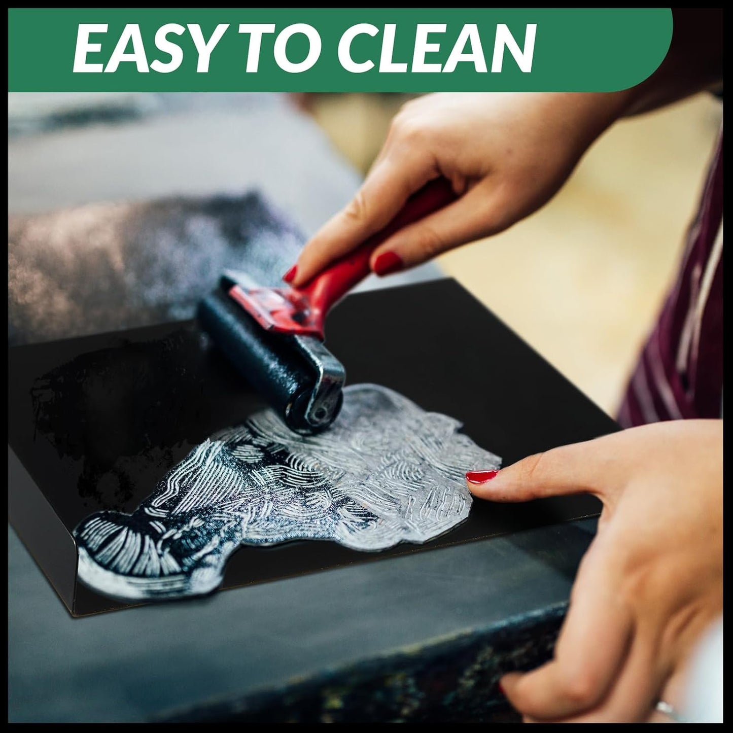 Suzile Bench Hook Metal Inking Plate Linoleum Printmaking Block Stop Ink Plate Printing Supplies Linocut Carving Tools for Block Printing Wood Carving, 9 x 7 x 1 Inches(2 Pcs)