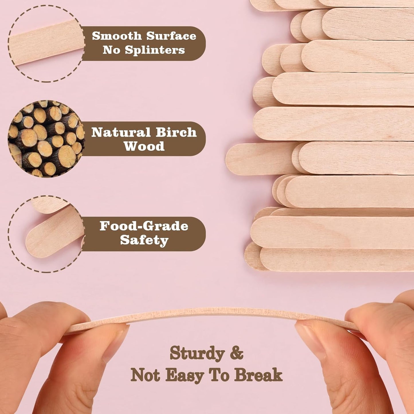 Sakolla 300 Pcs Popsicle Wooden Sticks, 4.5″ Length Natural Wood Standard Ice Pop Sticks for Ice Cream, Cakesicle, Cake Pop, DIY Crafts