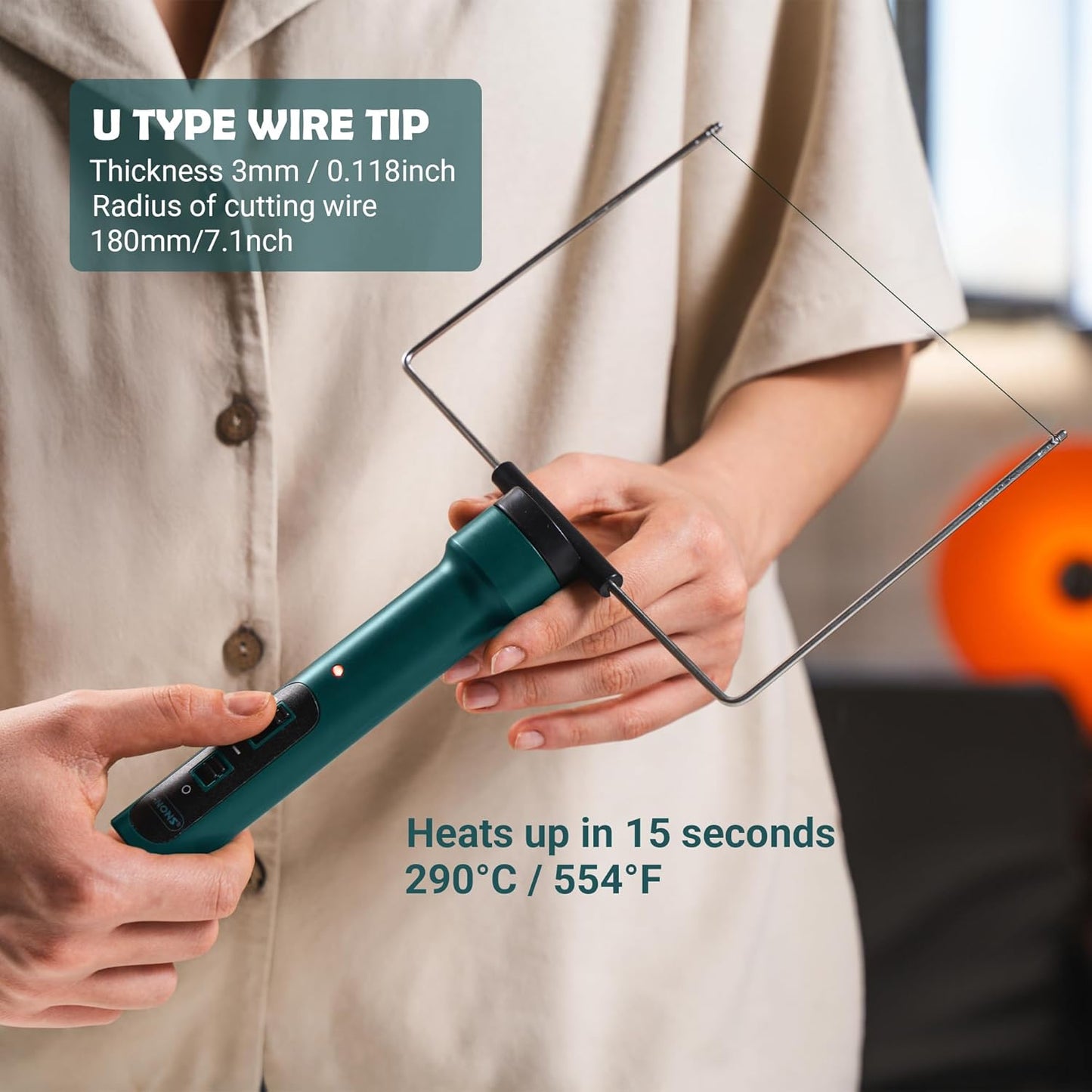 WINONS Hot Wire Foam Cutter with Temperature Controller and Light Indicator, WFC0008 Styrofoam Cutter with Max. Temp. - 400°C, Polystyrene Cutting Tool for DIY Projects (Kit of 10)