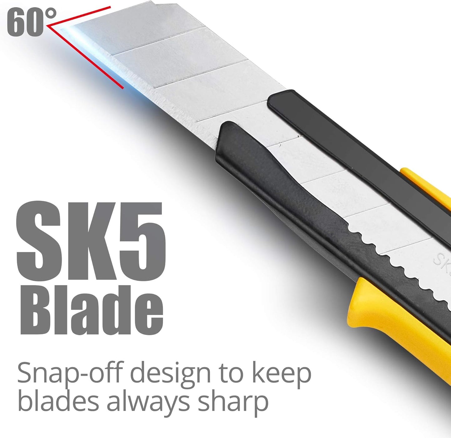 DOWELL Box Cutter Utility Knife Retractable Snap Off Blades Hobby Knife 3 Pack for Cutting Cardboard Boxes Leather (Yellow)