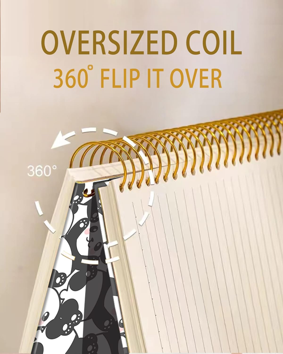 iampanda Spiral Journal Notebook,Cute Strong Twin-Wire Binding with Premium Paper for Girl Women,60 Sheets A5 College Ruled Notebook/Journal,Perfect for School Office Home Gifts,Smile Panda