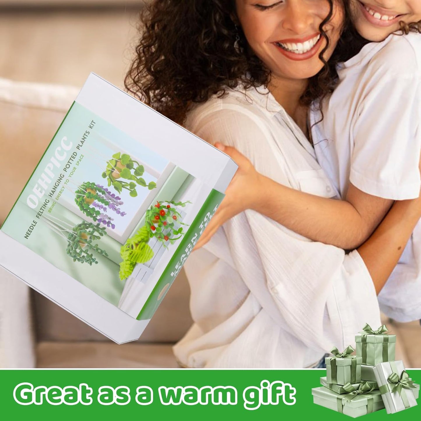 OEHPICC Needle Felting Kit, 5 Pack Hanging Plants Needle Felt Beginner Kit, Including Basic Felting Tools, Instructions, Felt Craft Kit for Indoor Outdoor Office and Home Decor