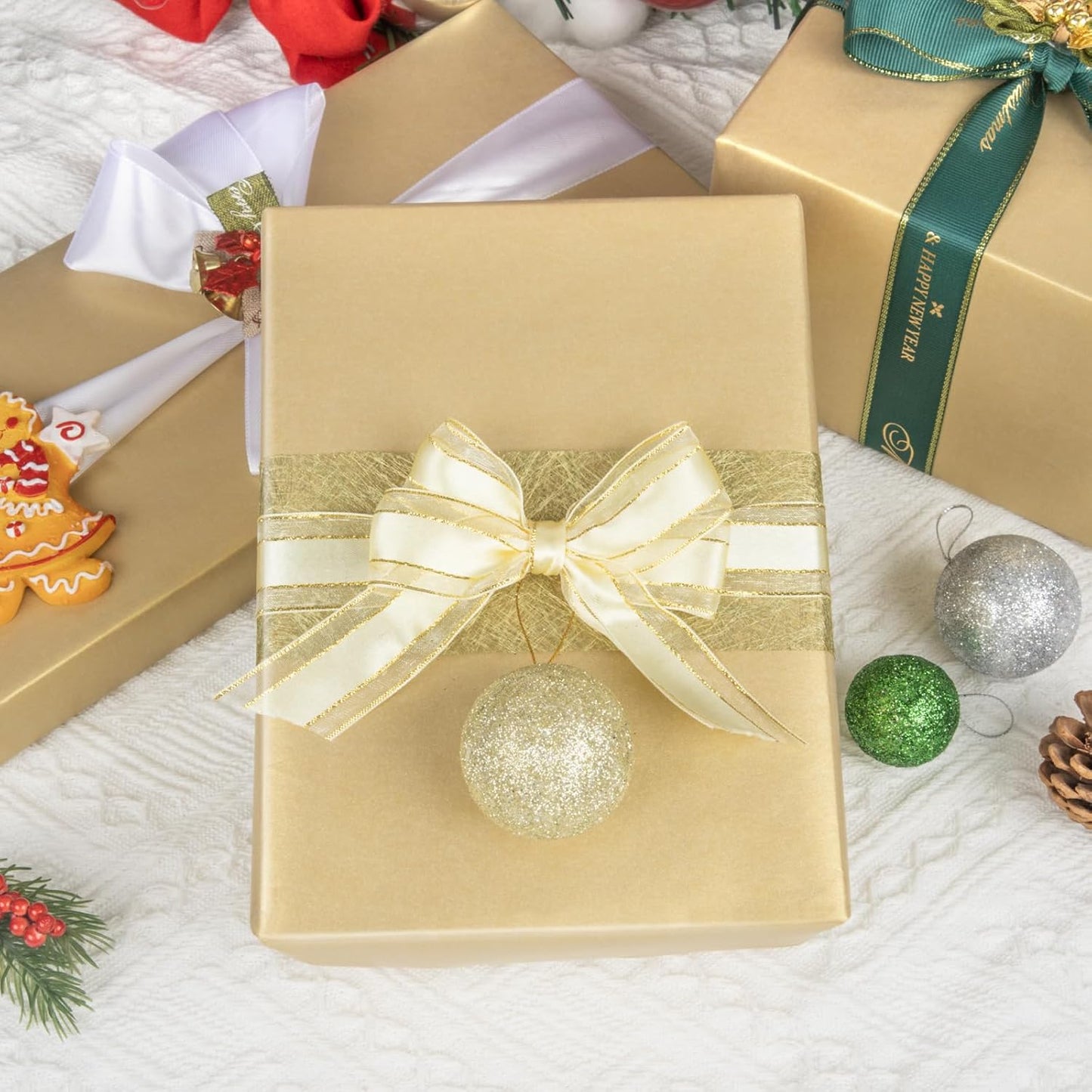 NESCCI Matte Wrapping Paper,Solid Color Pearly-Lustre Paper-4 Roll,17 Inches X 32.8 Feet Per roll.Gift Wrapping Paper,Perfect for Wedding,Valentine's Day,Birthday,Halloween,Christmas,Baby Shower