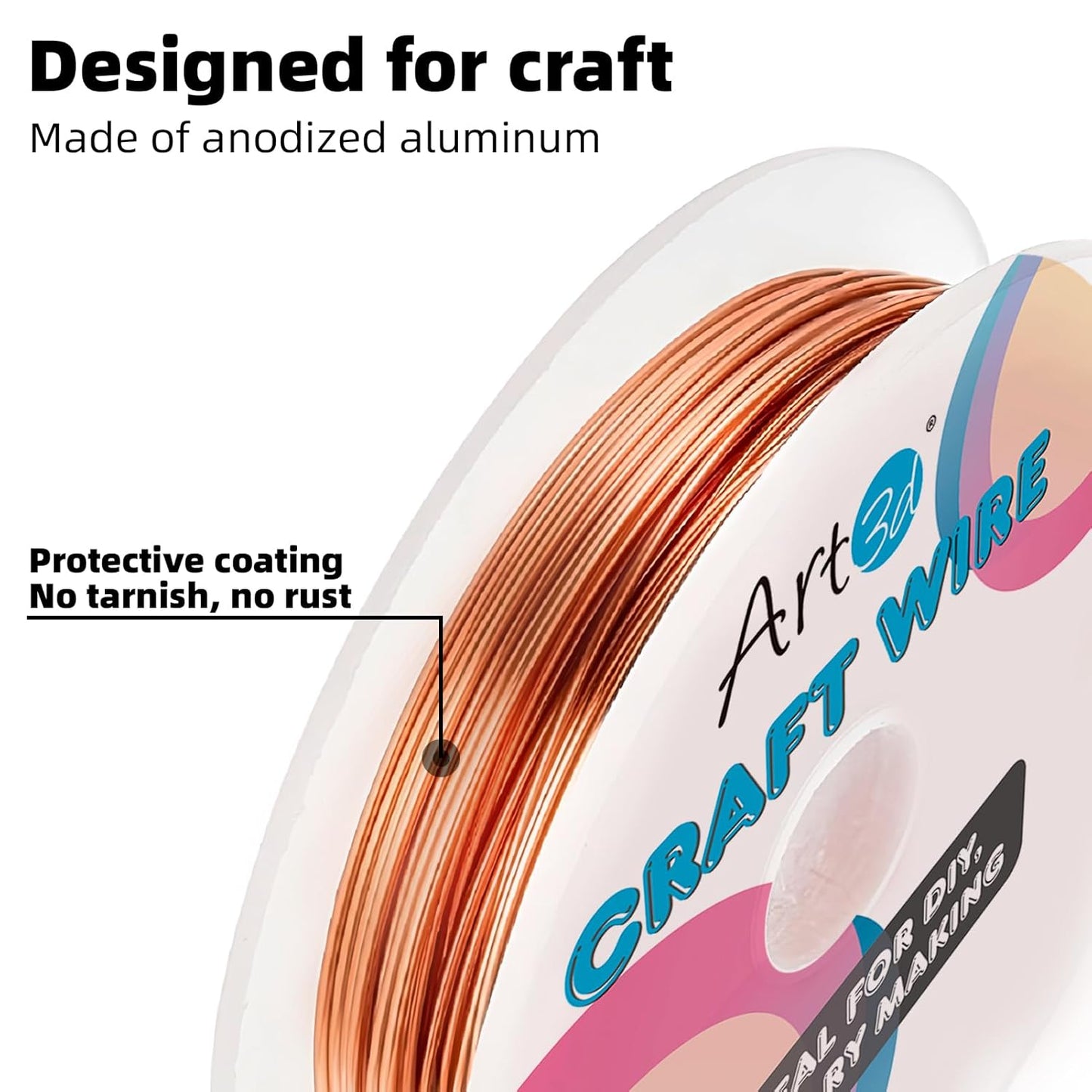 Art3d 18 Guage 120 FT Craft Wire for Jewelry Making, Beading, Sculpting, Gardening, DIY Project, Ornaments, 1 Roll - Copper