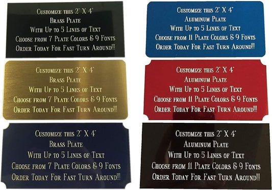 Custom Personalized Name Plates, Solid Brass Engraved Plaque, Aluminum Fantasy Sport Plates Engraved/Etched, Identification Tag with Adhesive, Holes for Mounting 2”x4”/2”x6”/3”x6”