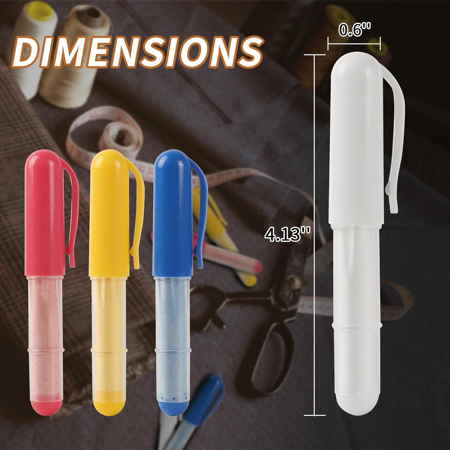 (2-pack) Fabric Chalk Markers -Erase Tailor’s Chalk for Quilting and Sewing - Compatible with Most Fabrics - With Dosing Wheel Technology, Red & White