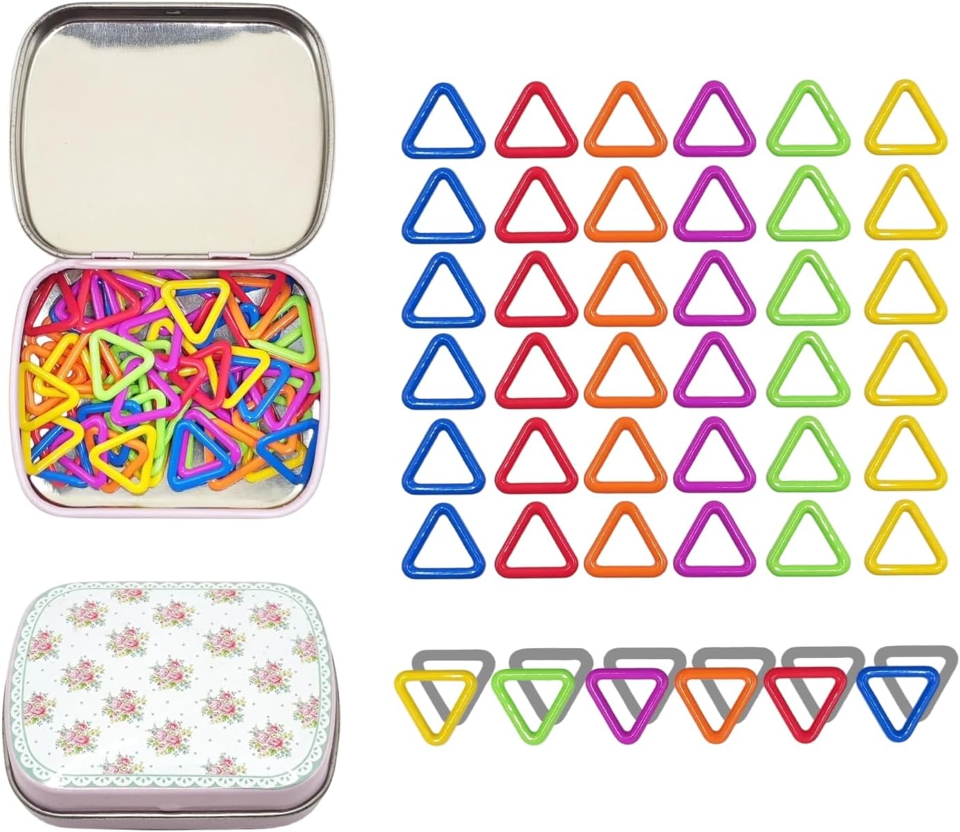 Fazanwey Metal Triangle Stitch Markers,Colorful Crochet Stitch Markers,Knitting Marker with Storage Case,Crochet Gift for Knitting Weaving Lovers (Triangle)