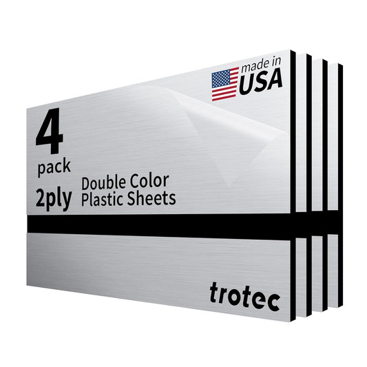 Trotec | Metallic Looking Acrylic Sheet | 12"x24"x1/8", 4 Pcs | Brushed Aluminum/Black | Metallic Finish - Scratch Resistant for Laser Engraving & Cutting,Printing,Glowforge,Name Plate | USA Made