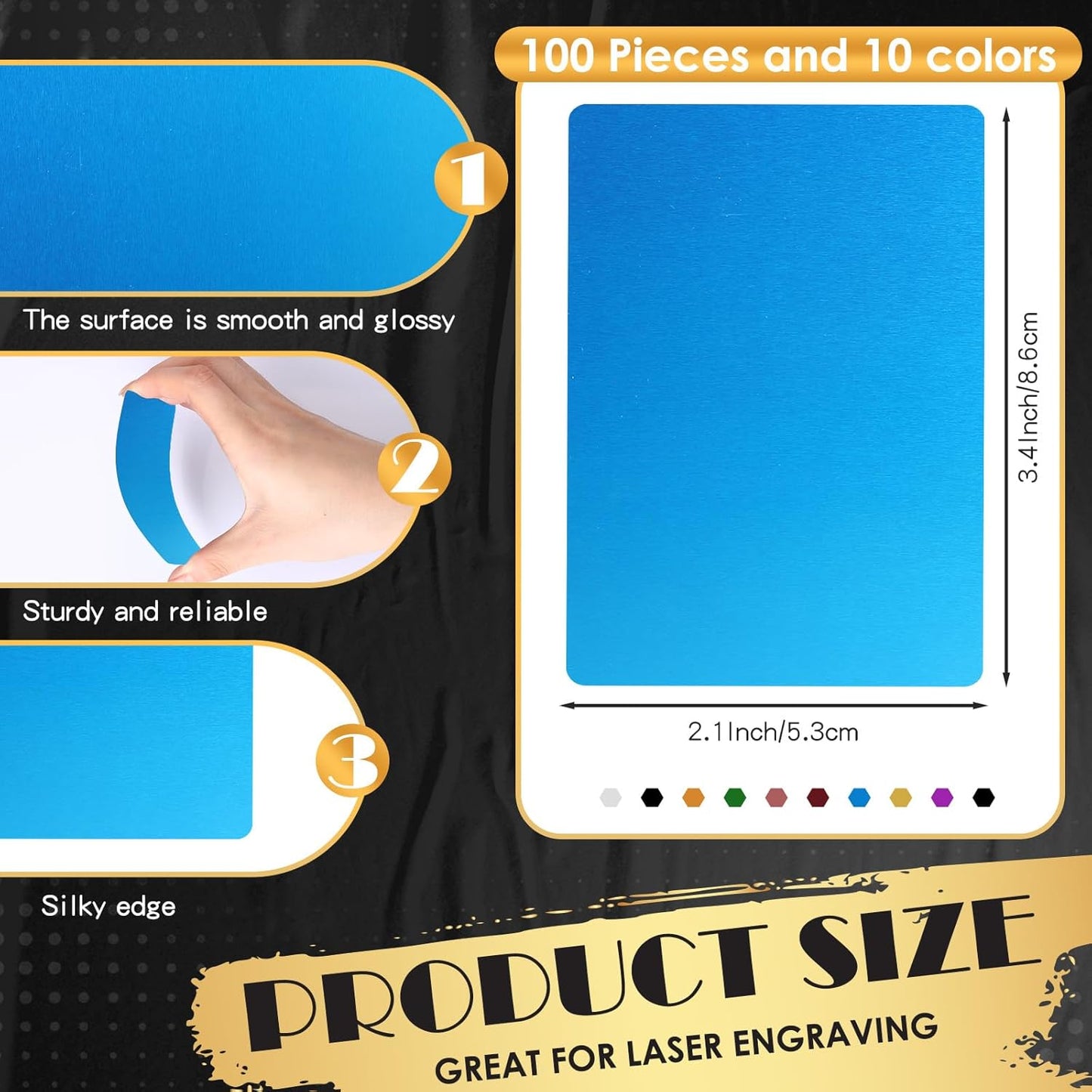 weparmeety 100 Pcs Metal Engraving Blanks Colorful Aluminum Sheet Laser Engraving Business Card Multipurpose DIY Gift Cards 86 x 54 x 0.21 mm（5 Colors)