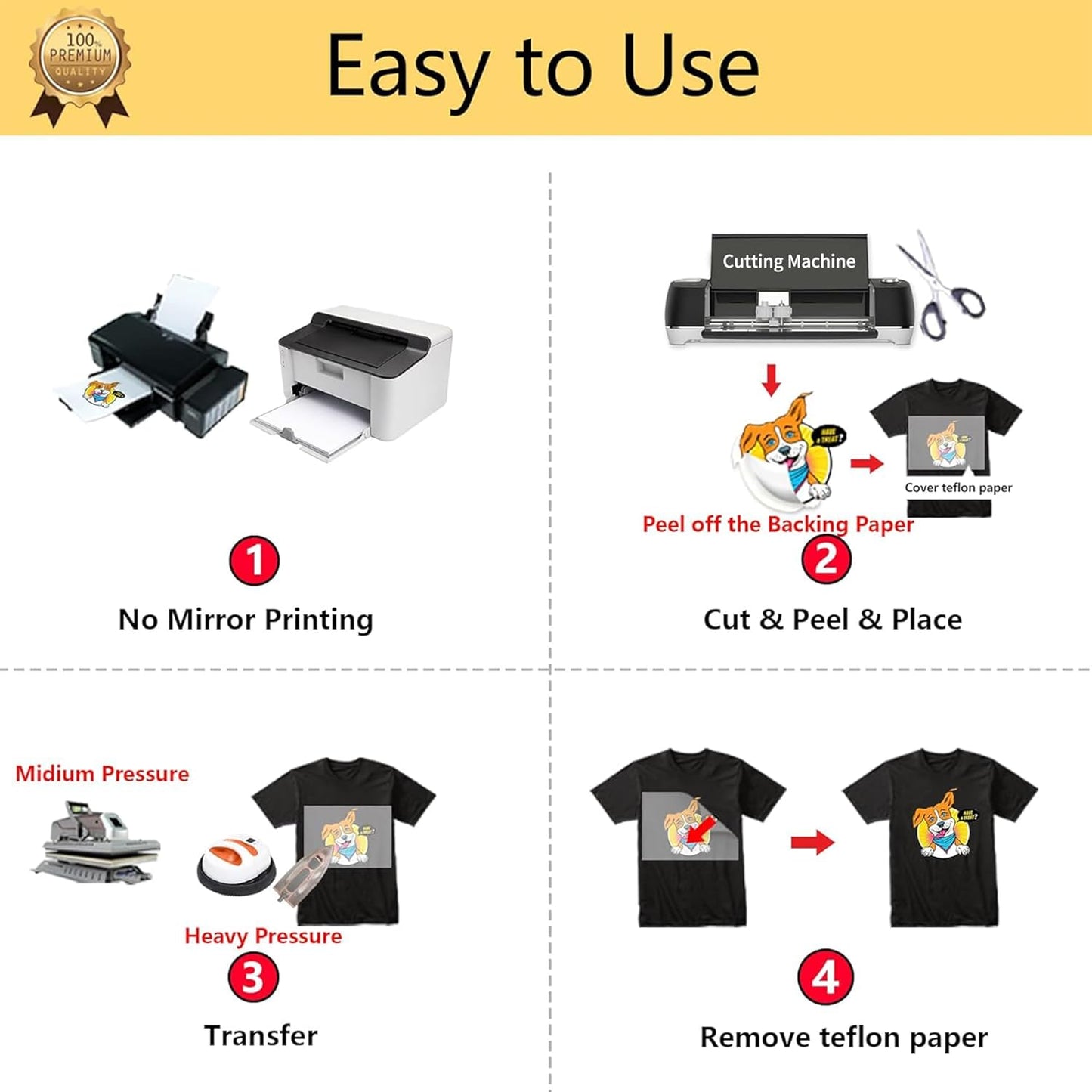 TransOurDream Tru-Heat Transfer Paper for T Shirts (20+20 Sheets, 8.5x11", Mix Pack) Printable Heat Transfer Vinyl for Dark & Light Fabrics Iron on Transfers for Laserjet & Inkjet Printer