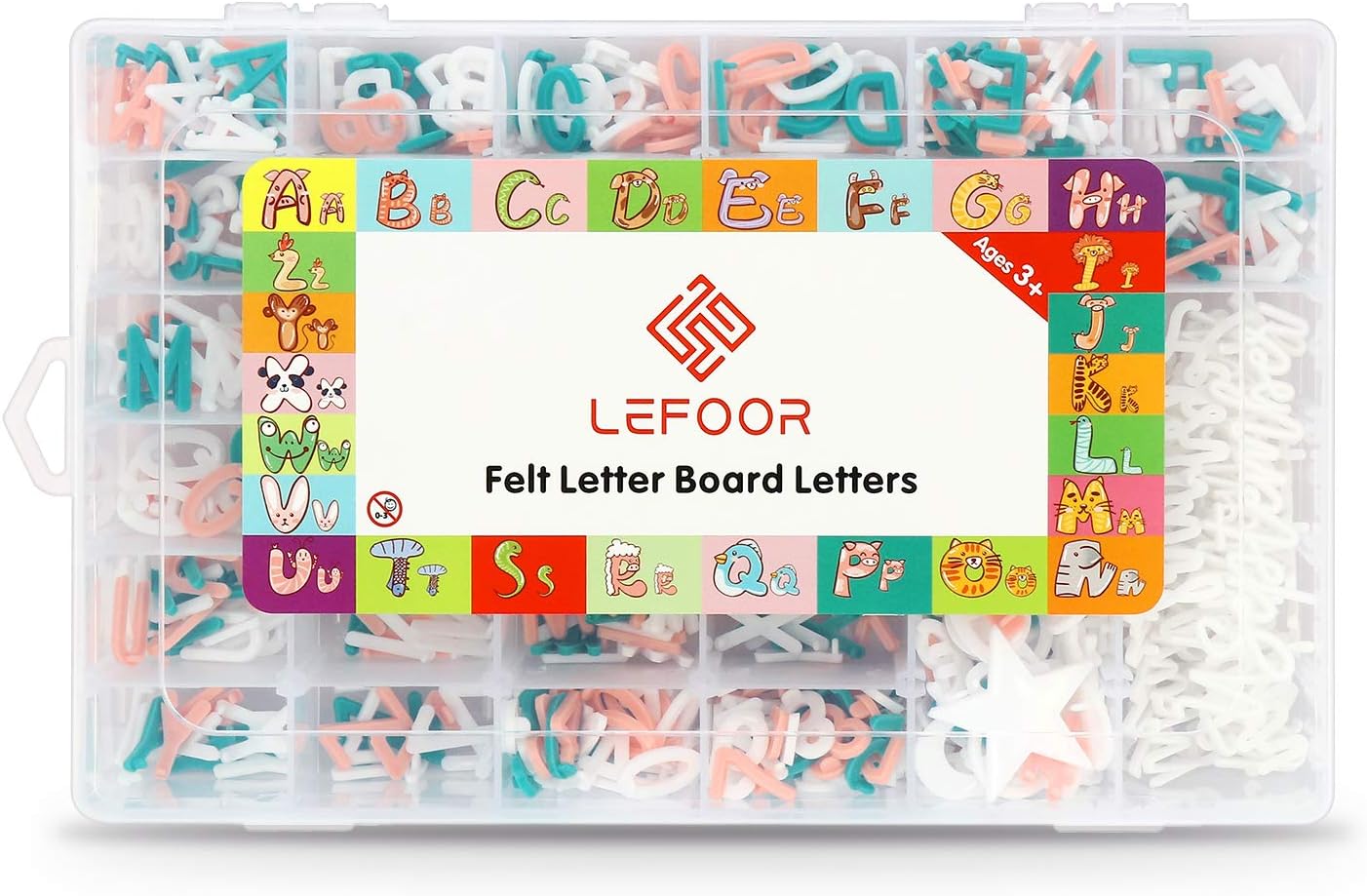 Letter Board Letters Only,698 PRE-Cut Characters (3/4 Inch,in 3 Colors) with Sorting Tray,Felt Letter Board Letters (Choice A)