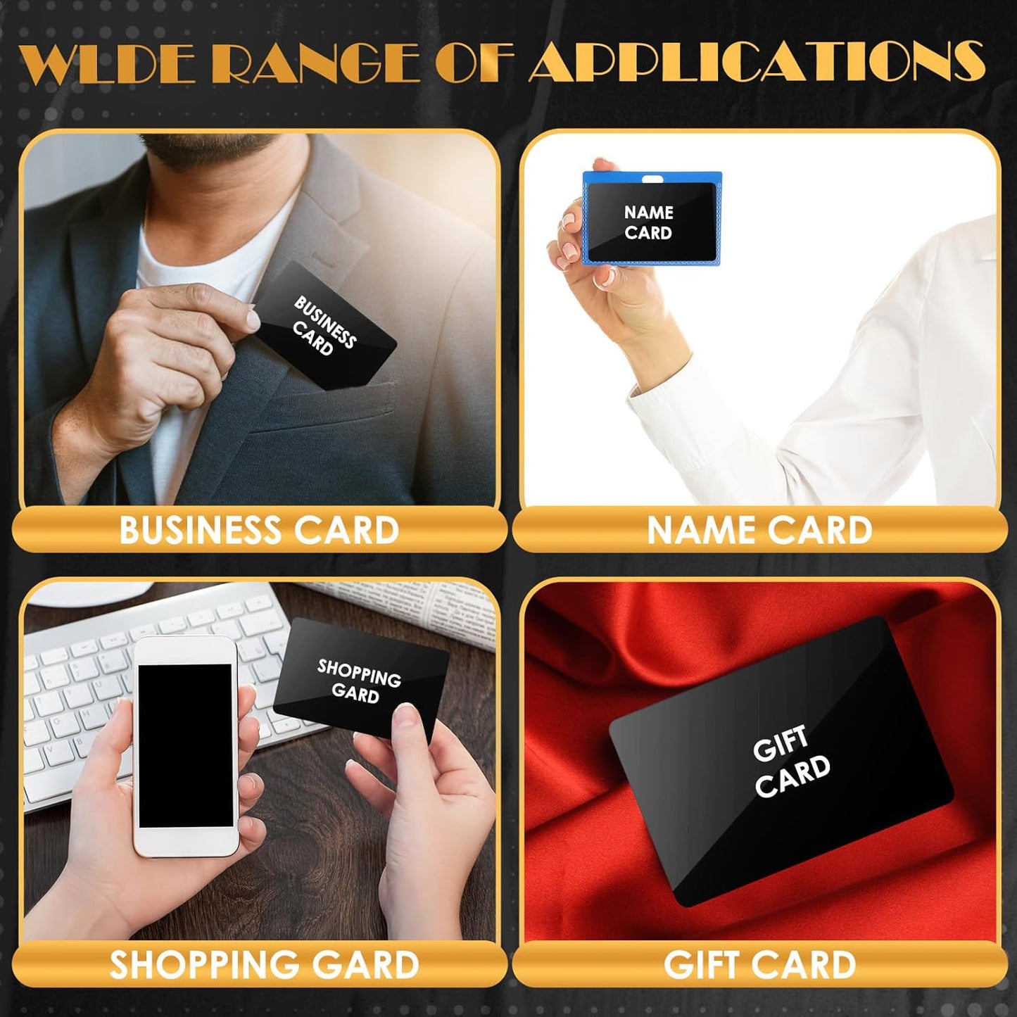 weparmeety 100 Pcs Metal Engraving Blanks Aluminum Sheet Laser Engraving Business Card Multipurpose DIY Gift Cards 86 x 54 x 0.21 mm (Black)