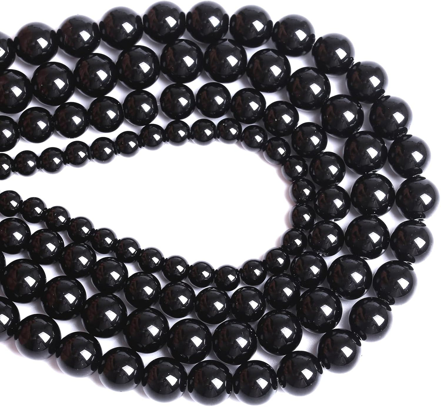 6mm 66pcs Natural Black Agates Onyx Stone Beads Smooth Round Loose Spacer Beads for Jewelry Making DIY Bracelets 15"