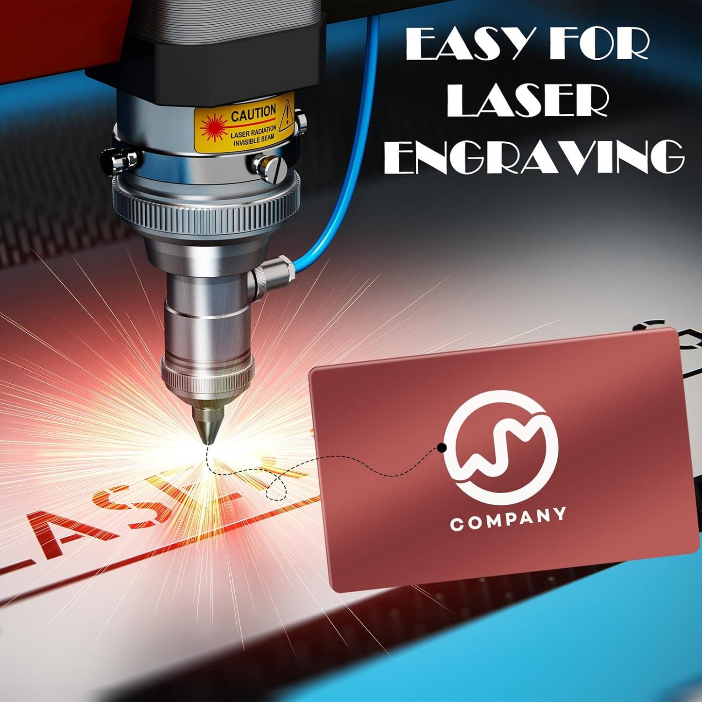 weparmeety 100 Pcs Metal Engraving Blanks Aluminum Sheet Laser Engraving Business Card Multipurpose DIY Gift Cards 86 x 54 x 0.21 mm (Rose Gold)