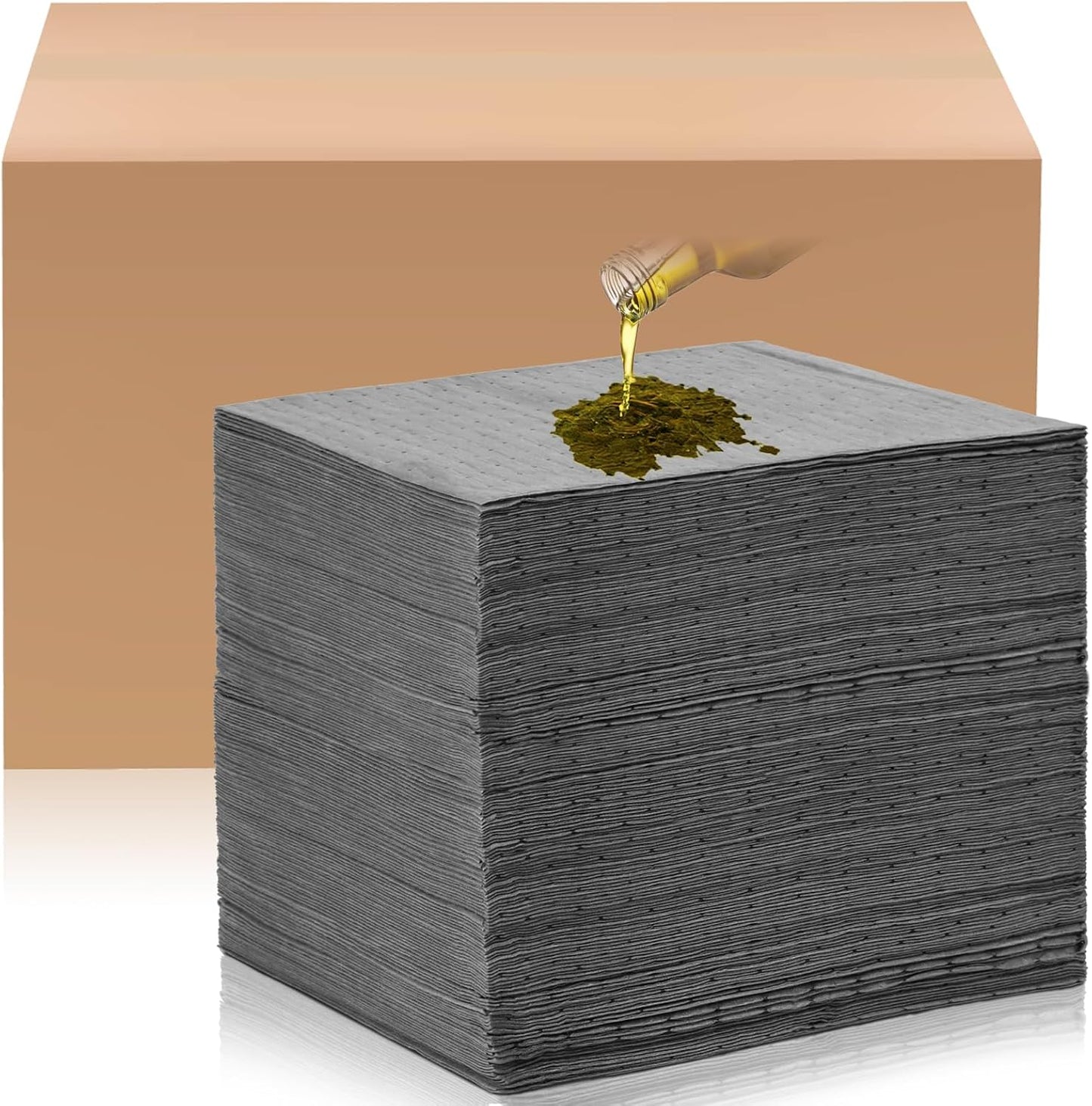 Hoolerry Oil Absorbent Pads Weight Dimpled Pad Garage Accessories Water Absorbent Mat Oil Spill Mat for Absorbing Protecting Home Garage Basement(15 x 19.7 Inch,Gray,30 Pcs)