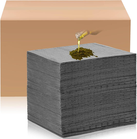 Hoolerry Oil Absorbent Pads Weight Dimpled Pad Garage Accessories Water Absorbent Mat Oil Spill Mat for Absorbing Protecting Home Garage Basement(15 x 19.7 Inch,Gray,30 Pcs)