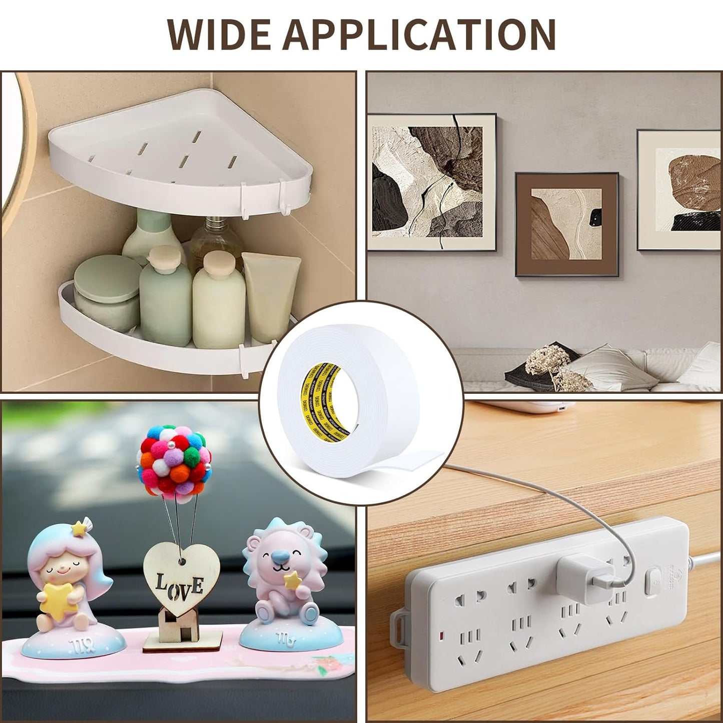 2Pack 2inX16.4FT Double Sided Foam Strip, EVA Foam Tape, Double Sided Sponge Adhesive Mounting Tape for Home Office Decor White