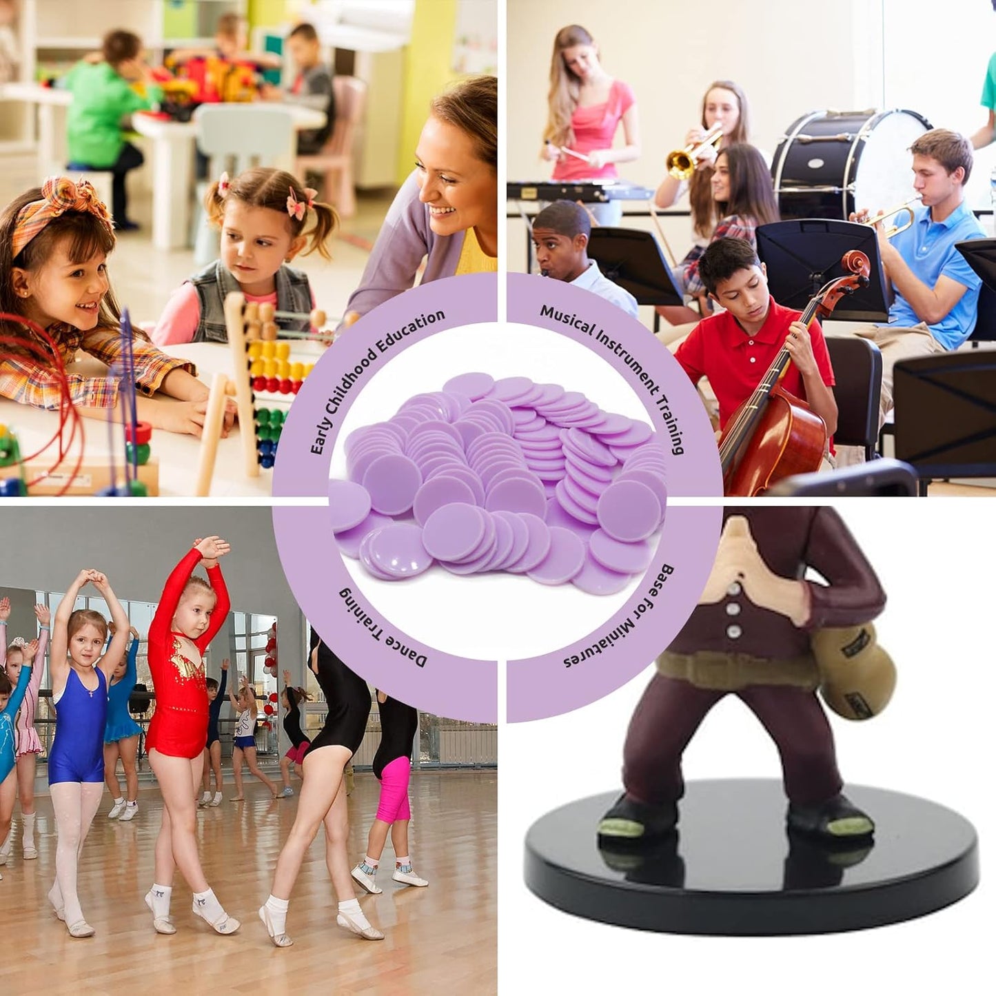 Set of 100 Opaque Plastic Learning Counters Mini Poker Chips Game Tokens with Storage Box (Thistle, 1.26 Inch)