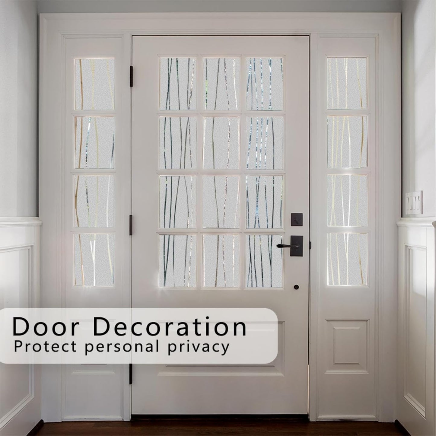 Finnez Window Privacy Film Decorative Frosted Window Cling Privacy Film for Glass, Non-Adhesive Heat Anti-UV for Home Office Living Room, Irregular Stripe Patterns, 17.5 x 118.1 Inches