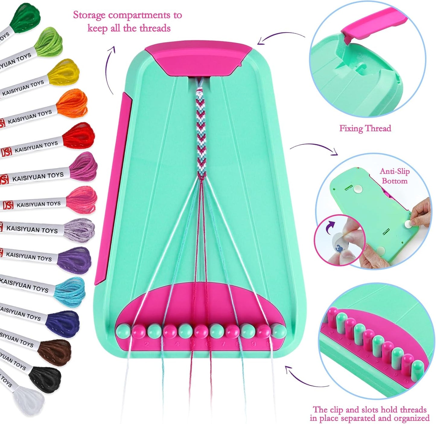 Rdfmy Friendship Bracelet Making Kit for Girls, Arts and Crafts Bracelets String Maker Kit for Kids Ages 8-12 Christmas Birthday Gifts Green