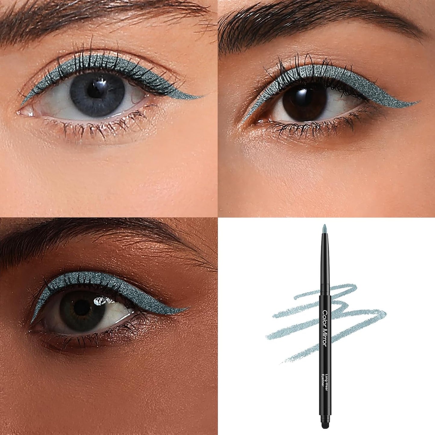 Smudge Proof Eyeliner, Waterproof Retractable Eye liner with Brush, Matte and Shimmer Eyeliner Pencil, Creamy Texture, Long lasting & Smooth(48 Gentian Flower Shimmer)