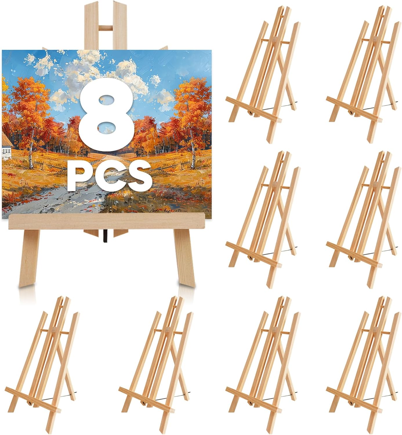 CONDA 8 Pack 16" Tabletop Display Easel, Portable A-Frame Tripod Display Easel for Painting Party & Displaying Canvases, Photos, Display Tripod Holder Stand for Students Kids Beginners