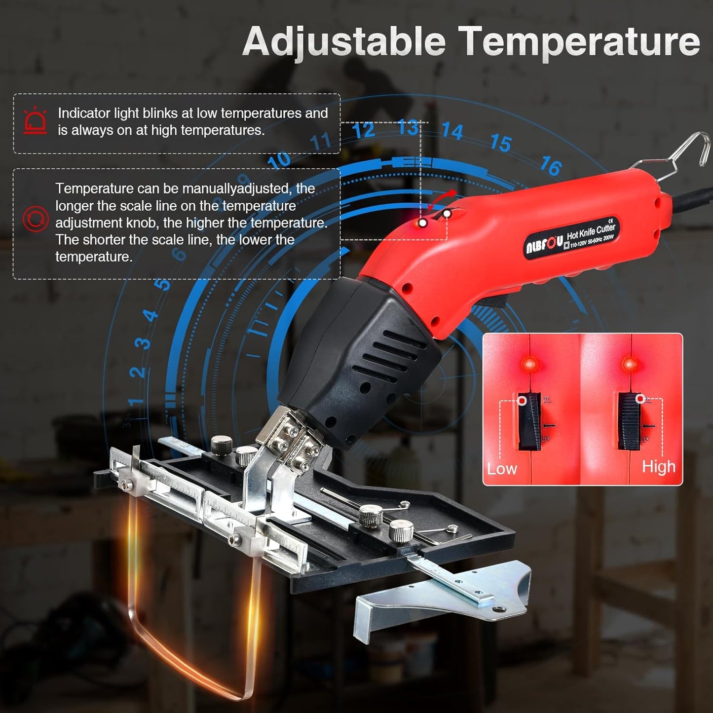 Hot Knife Cutting Tool Kit for Grooving/Sculpture/Cutting Air Cooled 200W (5 Blades) Pro Slotter Cutter Electric Hot Knife Foam Cutter for EPP, EPS, XPS, EVA, EPE, KT Board, Sponge