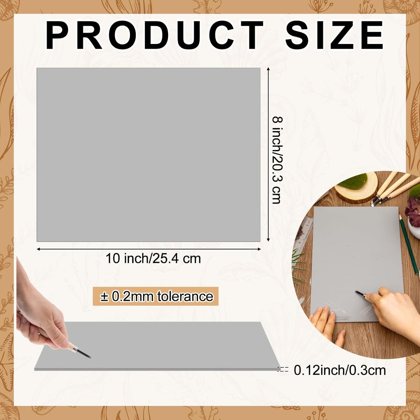 Yeaqee 1 Pcs 8 x 10 Inch Linoleum Block Rubber Carving Block Soft Linocut Blocks Large Linoleum Sheet Unmounted Lino Plates for Engraving Art Project Printmaking Artist Studio Supplies, Gray