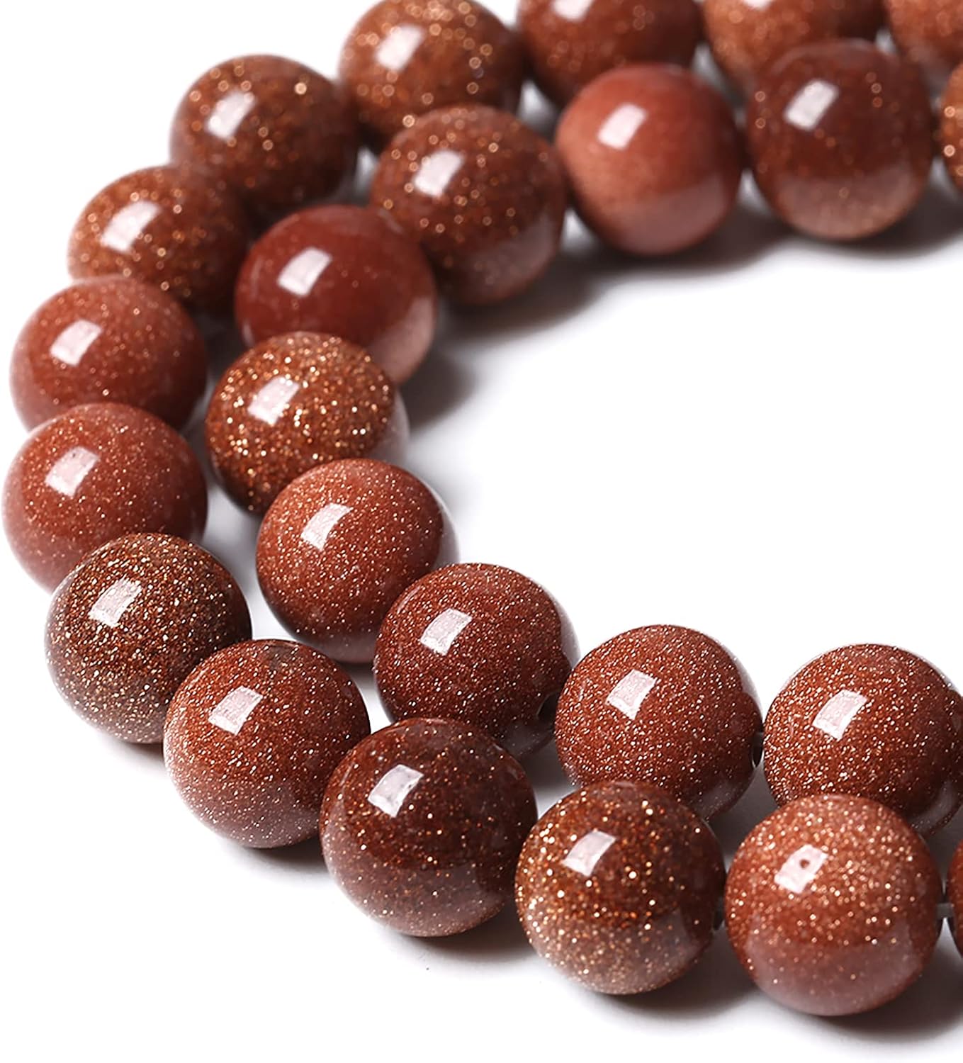 38pcs 10mm Natural Gold Sandstone Beads Gemstone Round Loose Beads for Jewelry Making DIY Bracelet Necklace 15“