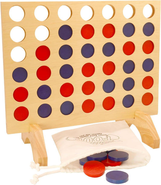 BSIRI Wooden Connect a Row in 4 - Board Games Kids Outdoor Toys Home Decor Rustic Yard Games Family Games for Kids and Adults Giant Jumbo Birthday Gifts for Men