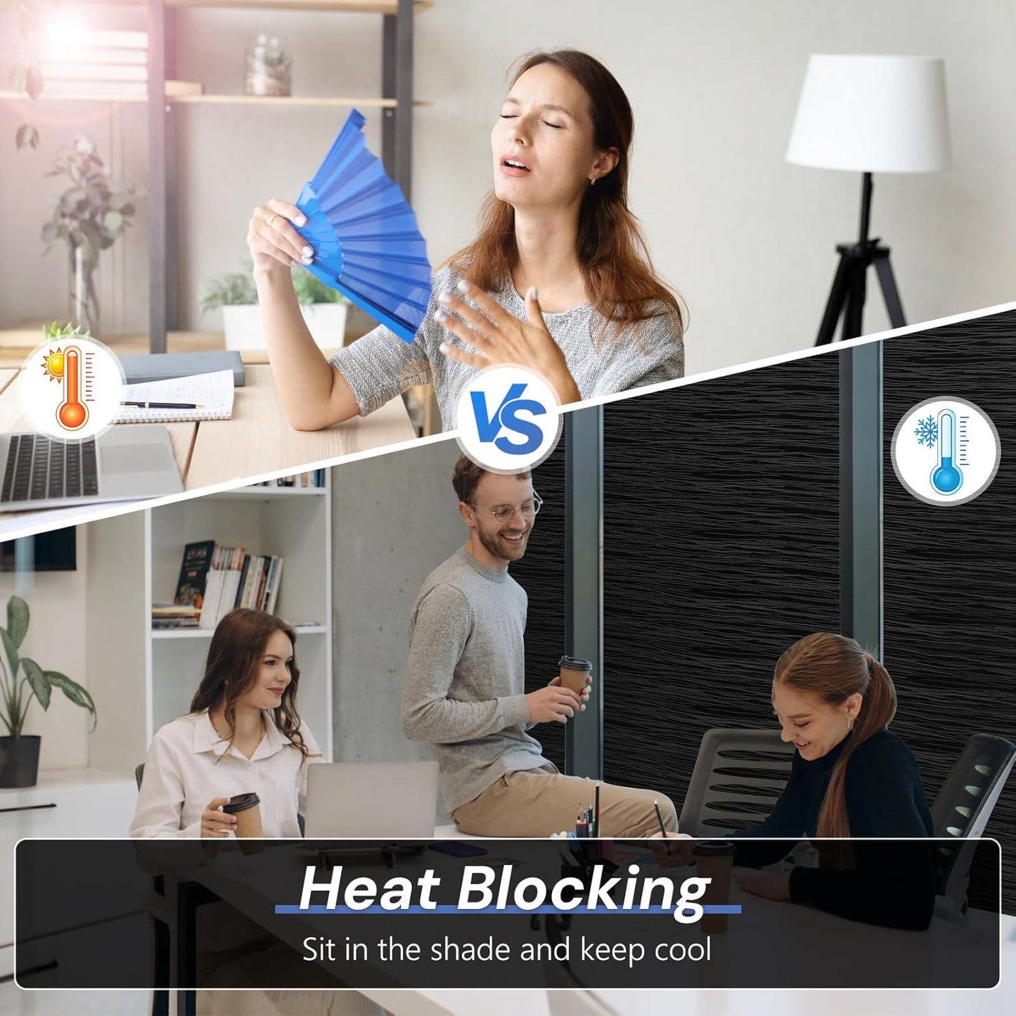 Haton Blackout Window Film, Black Out Sun Blocking Window Cover, Static Cling Frosted Privacy for Glass, Heat Control Darkening Room Coverings Shades Tint for Home Day Sleep, 23.6" x 157.4"